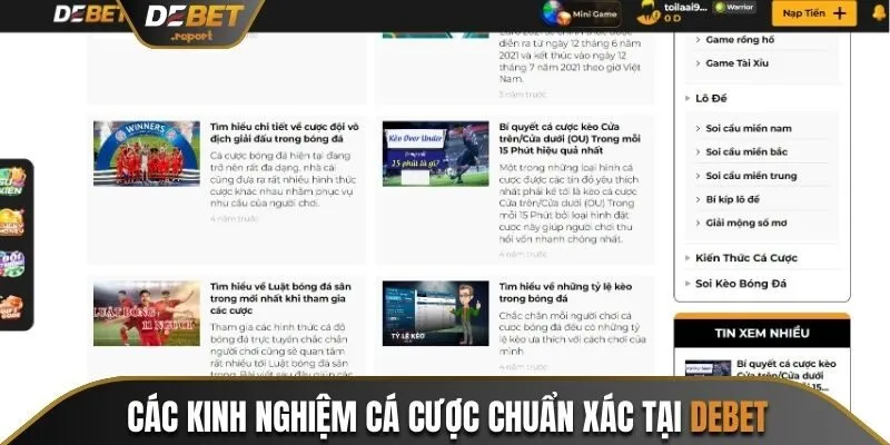 Các kinh nghiệm cá cược chuẩn xác tại nhà cái