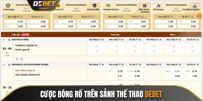 Cược bóng rổ trên sảnh thể thao Debet 