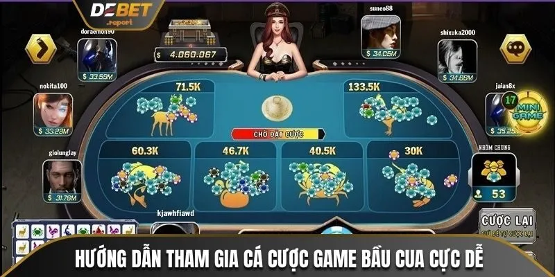 Bầu Cua Debet - Game Giải Trí Đổi Thưởng Hot Nhất 2024 3 Hướng dẫn tham gia cá cược game Bầu cua cực dễ