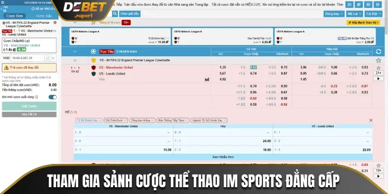Tham gia sảnh cược thể thao IM Sports đẳng cấp 