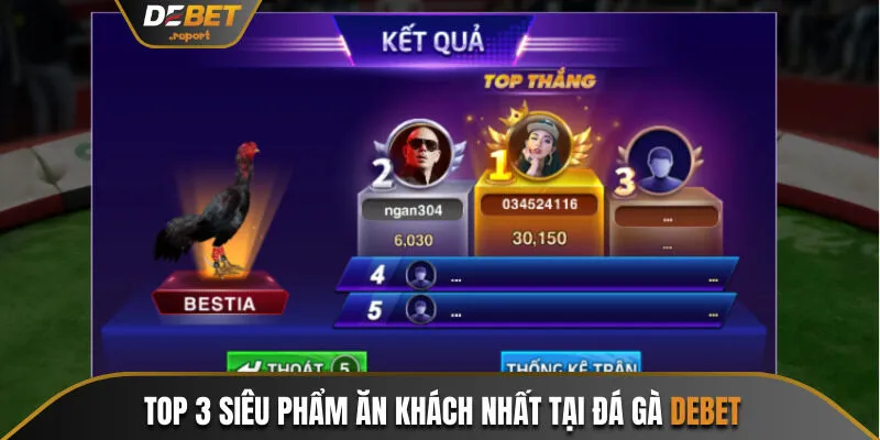 Top 3 siêu phẩm ăn khách nhất tại đá gà Debet