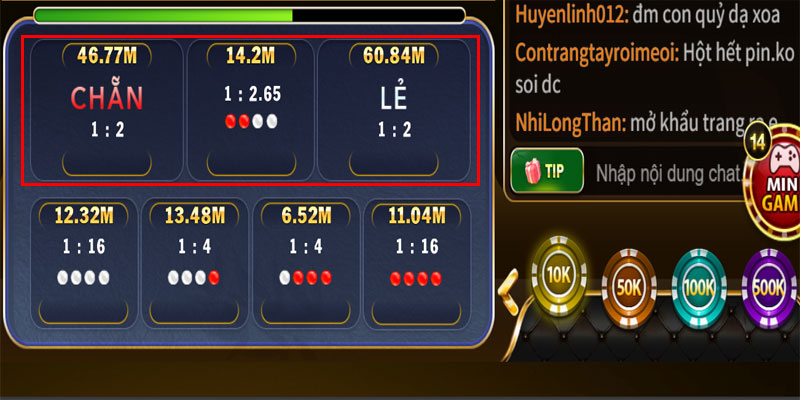 Bé mơ chỉ đặt cược ở 2 tụ chính chẵn lẻ của Live Xóc đĩa Debet